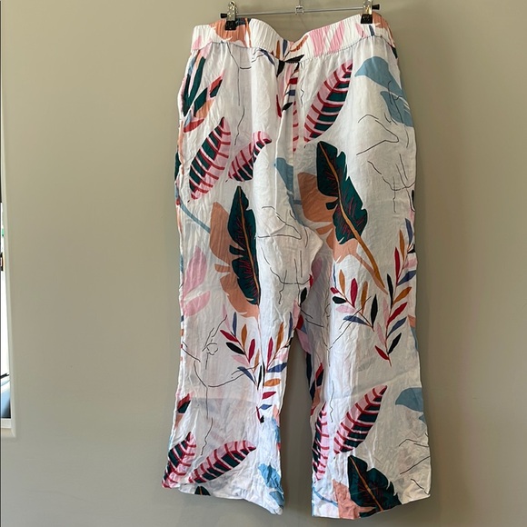 100% Linen Wide Leg Pants, Cynthia Rowley Multicolor - Picture 7 of 10